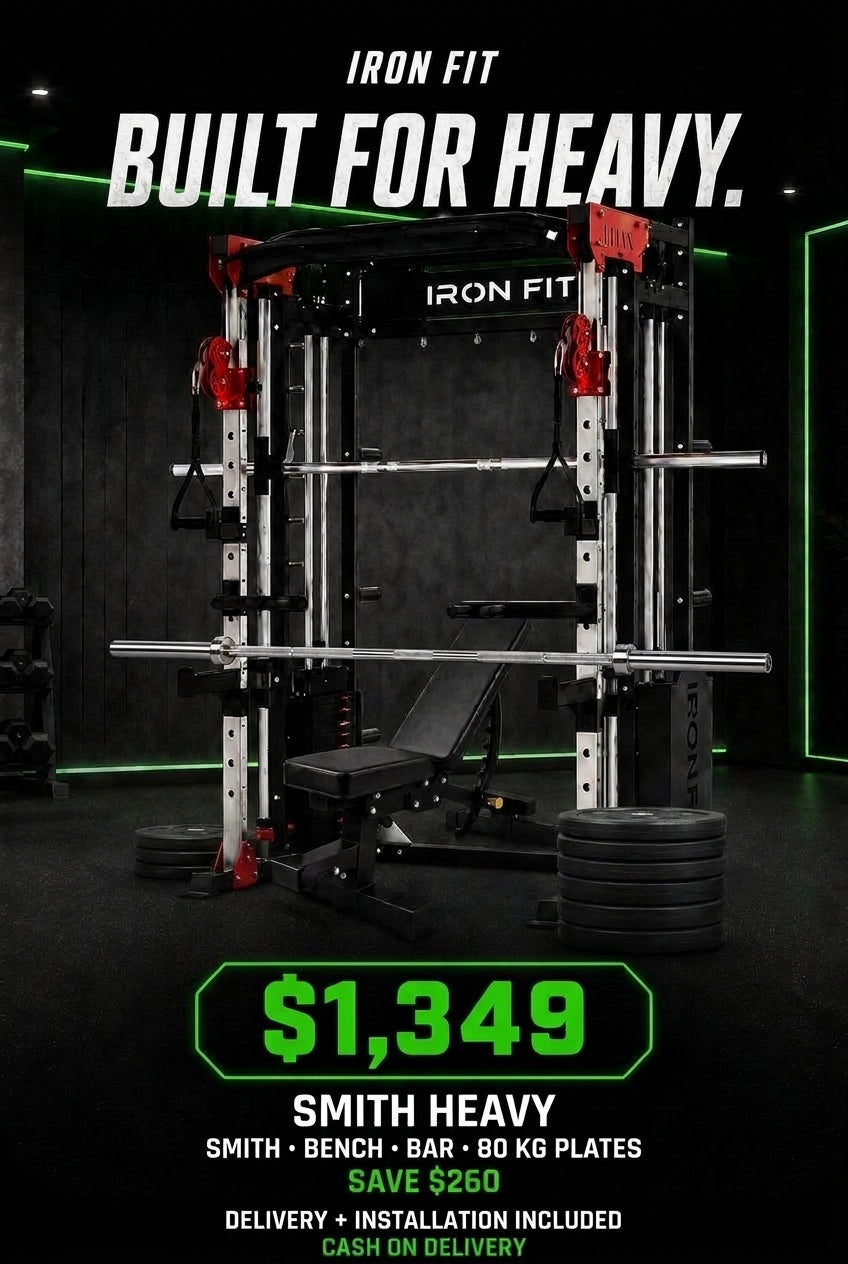 IRON FIT Smith Heavy — Smith Machine · Bench · 7 FT Bar · 80 KG Plates